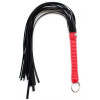 Флоггер с красной рукоятью Fetish Flogger черный, 40 см, фото №1 — секс шоп Украина, NO TABOO