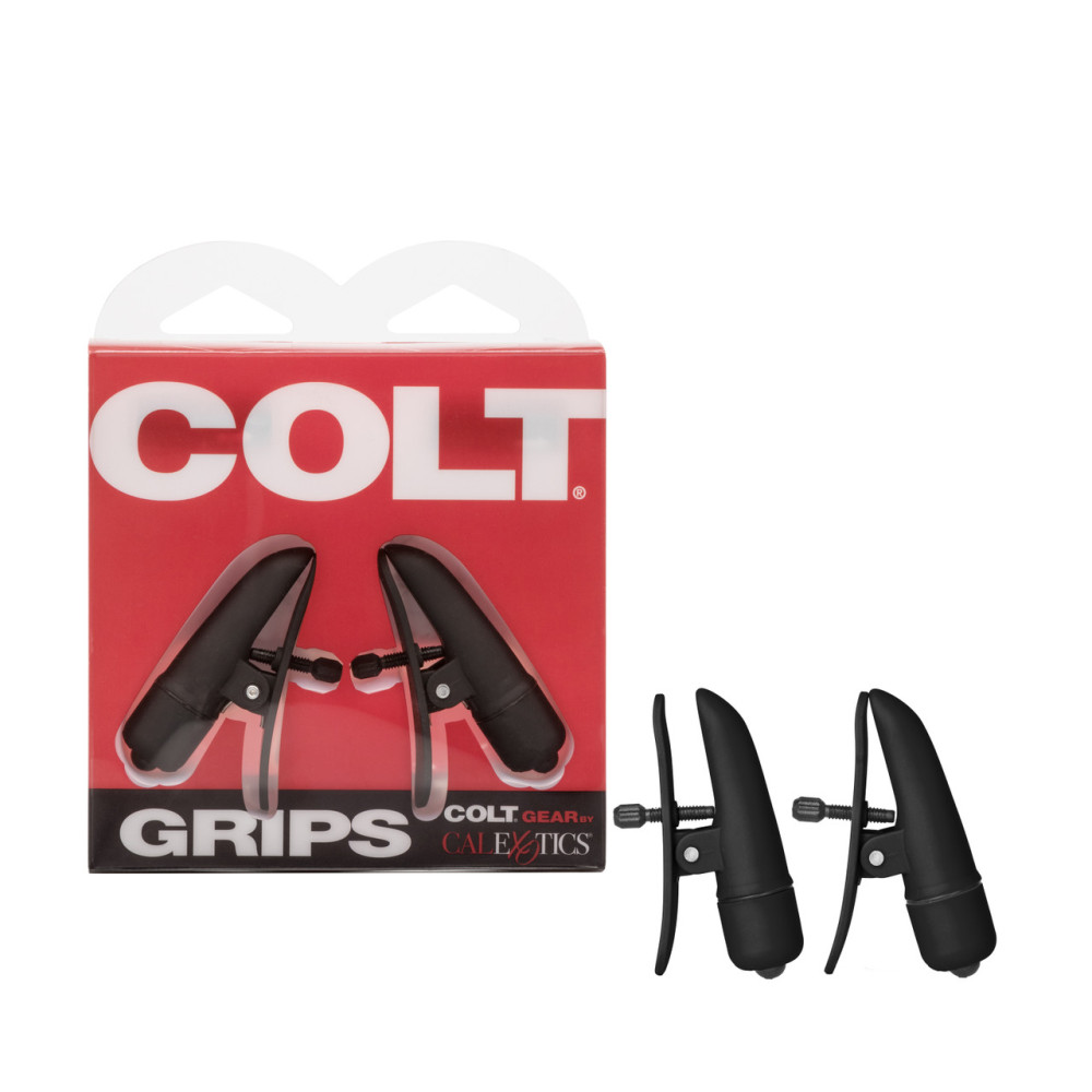 Зажимы на соски с вибрацией COLT Grips, черные, 6 см x 4 см, фото №0 — секс шоп Украина, NO TABOO