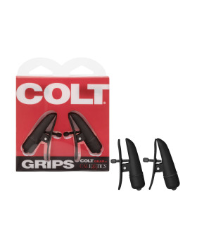 Затискачі на соски з вібрацією COLT Grips, чорні, 6 см x 4 см - No Taboo