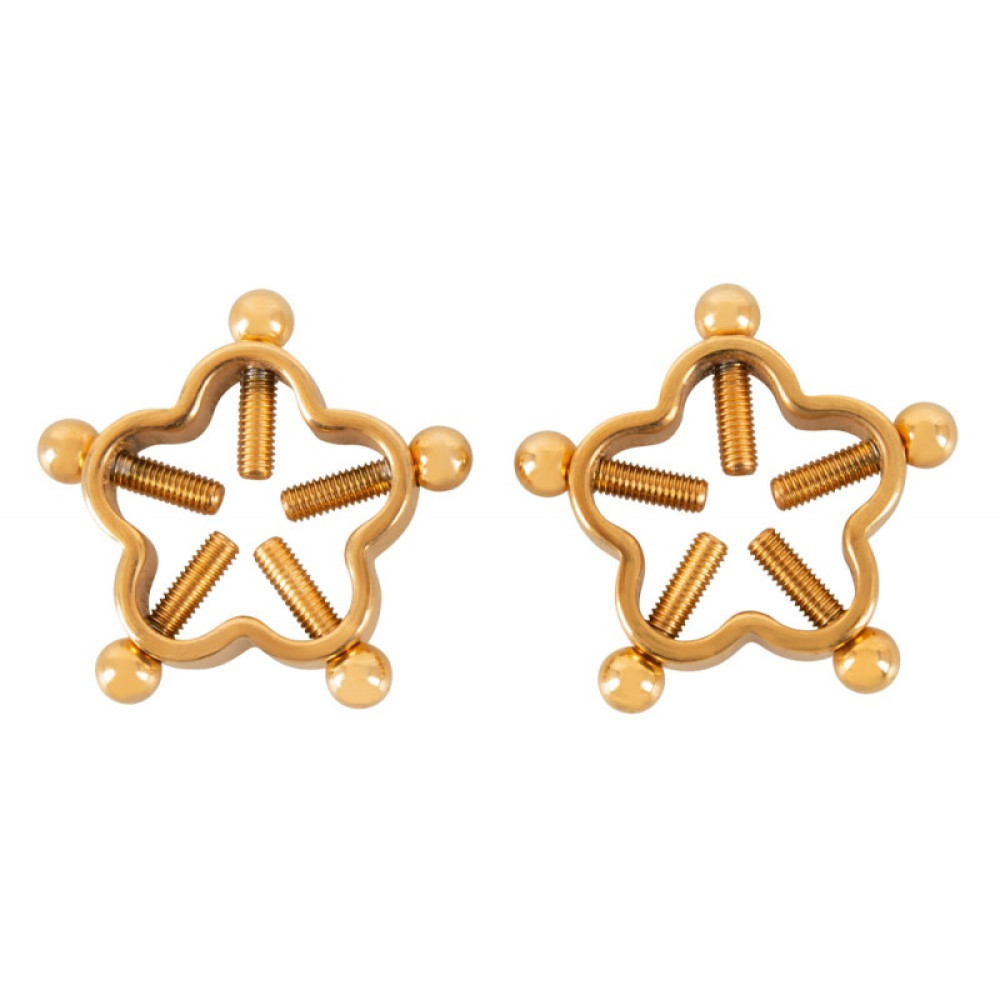Зажимы для сосков Bad Kitty Nipple Jewellery Golden Flower из стали, фото №2 — секс шоп Украина, NO TABOO