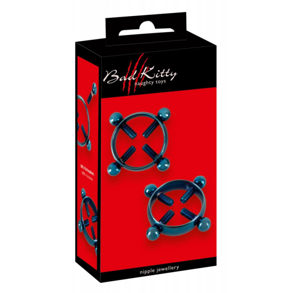 Зажимы для сосков Bad Kitty Nipple Jewellery Blue Moon из стали, фото №0 — секс шоп Украина, NO TABOO