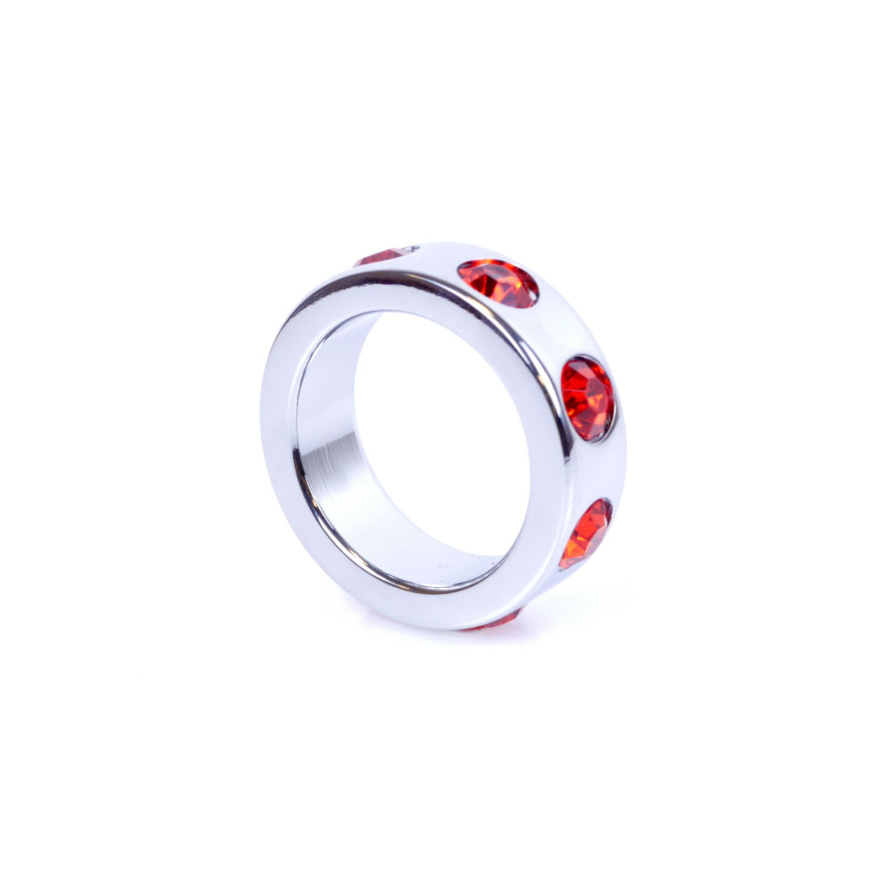 Металлическое кольцо на пенис Boss of Toys Metal Cock Ring красными бриллиантами, 3.5 см х 4.5 см фото №0 — секс игрушки: Украина, NO TABOO