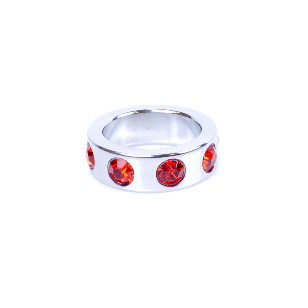 Металлическое кольцо на пенис Boss of Toys Metal Cock Ring красными бриллиантами, 3.5 см х 4.5 см фото №2 — секс игрушки: Украина, NO TABOO