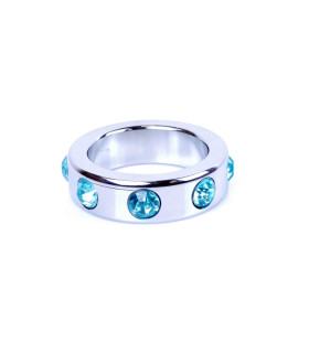Металеве кільце на пеніс Boss of Toys Metal Cock Ring with Light Blue Diamonds Medium, 4 см x 5 см - No Taboo
