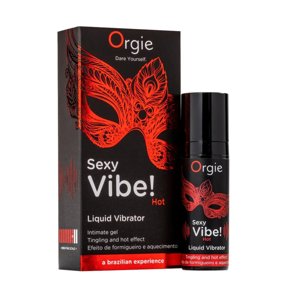 Рідкий вібратор для інтимних зон Orgie Sexy Vibe! Hot із зігріваючим ефектом і смаком полуниці, 15 мл, фото №0 — секс шоп Україна, NO TABOO