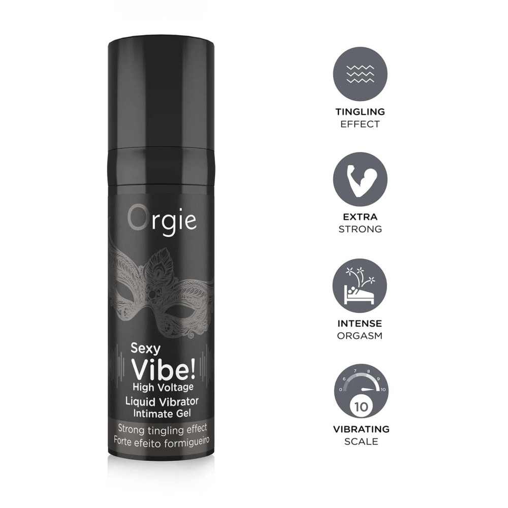 Жидкий вибратор для интимных зон Orgie Sexy Vibe! High Voltage сильная стимуляция, 15 мл , фото №3 — секс шоп Украина, NO TABOO