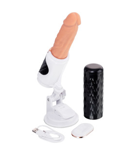 Секс-машина с дистанционным пультом и подогревом на присоске, черная, 29 см, 12.5 х 3.3 см - No Taboo