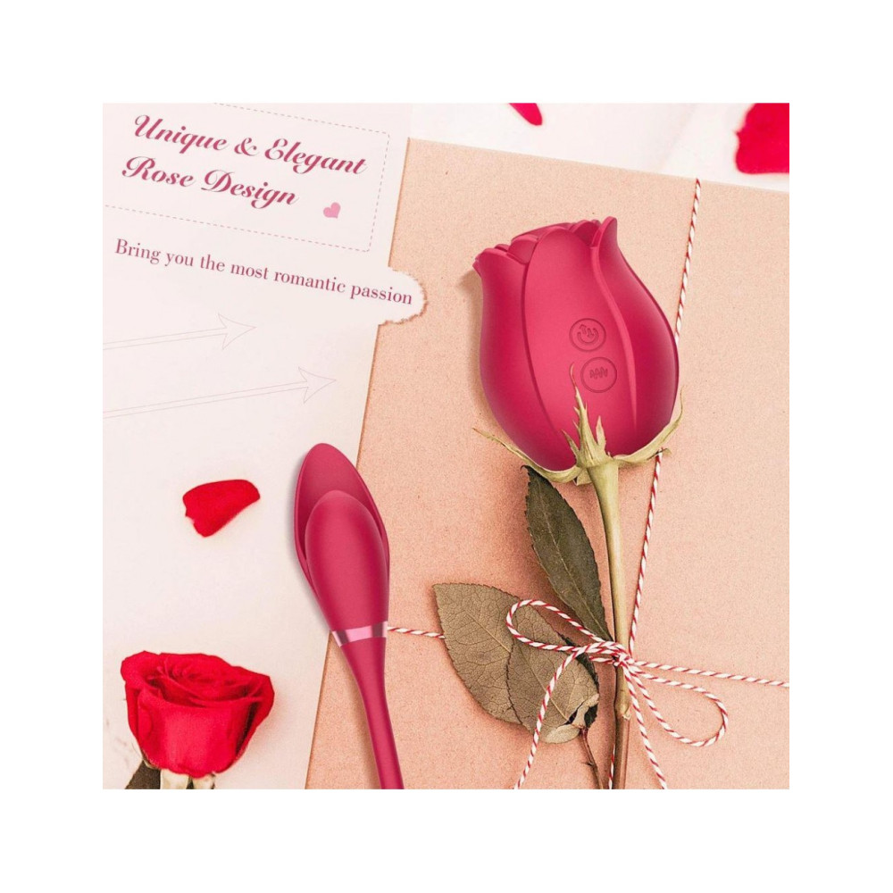 Вибратор и клиторальный стимулятор в форме розы Boss Series ROSE Miss Coyness 2 в 1, 32.5 см х 5 см фото №6 — секс игрушки: Украина, NO TABOO