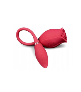 Вибратор и клиторальный стимулятор в форме розы Boss Series ROSE Miss Coyness 2 в 1, 32.5 см х 5 см - No Taboo