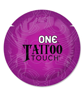 Презерватив с рельефными узорами тату One Tattoo Touch, фиолетовый, 1 шт. - No Taboo
