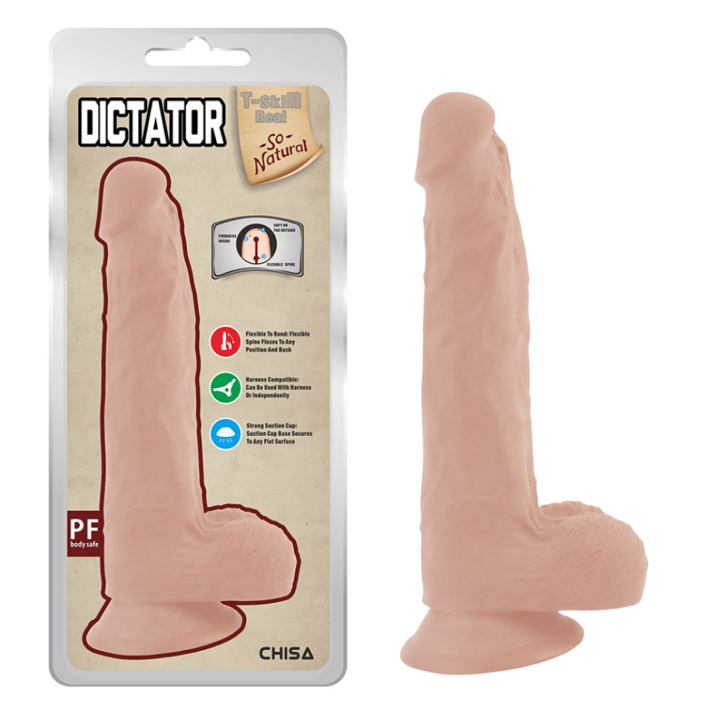 Реалистичный фаллоимитатор на присоске Chisa Dictator, бежевый, 20.5 х 4 см фото №0 — секс игрушки: Украина, NO TABOO