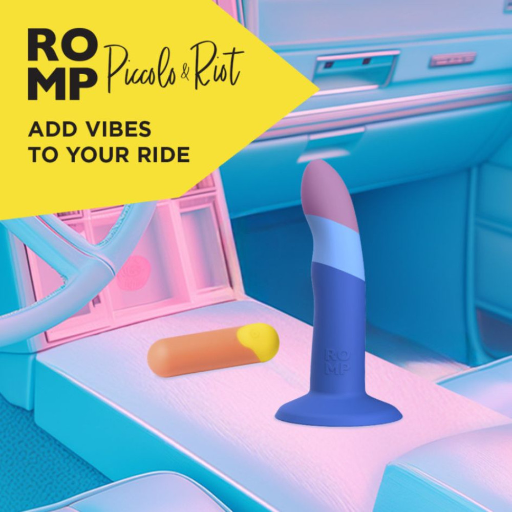 Нереалистичный фаллоимитатор ROMP Piccolo Dildo насадка на страпон на присоске, для точки G и P, синий, 14 см х 2.9 см фото №8 — секс игрушки: Украина, NO TABOO