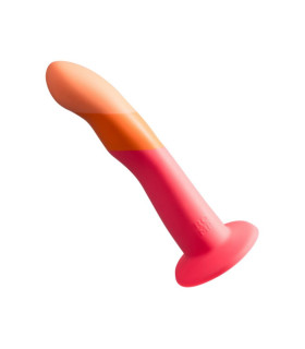 Нереалістичний фалоімітатор ROMP Dizi Dildo насадка на страпон на присосці, для точки G і P, помаранчевий, 18 см х 3.5 см - No Taboo