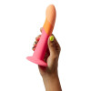 Нереалистичный фаллоимитатор ROMP Dizi Dildo насадка на страпон на присоске, для точки G и P, оранж, 18 см х 3.5 см фото №4 — секс игрушки: Украина, NO TABOO