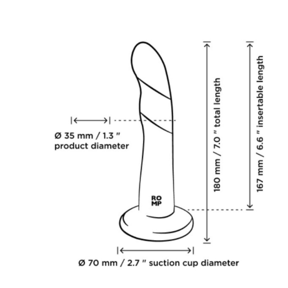 Нереалистичный фаллоимитатор ROMP Dizi Dildo насадка на страпон на присоске, для точки G и P, оранж, 18 см х 3.5 см фото №17 — секс игрушки: Украина, NO TABOO