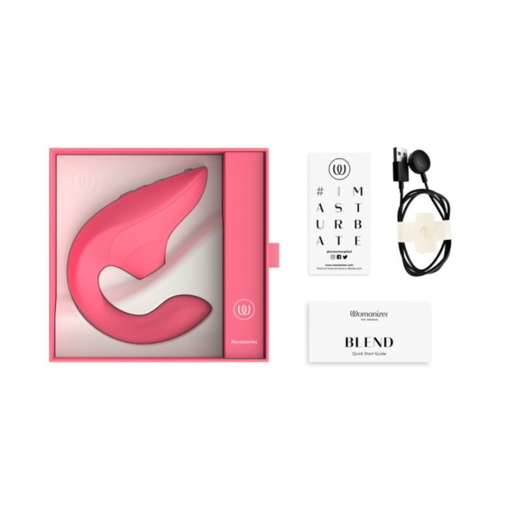 Вибратор-стимулятор двойной Womanizer Blend Vibrant Rose для точки G и клитора, вакуум и вибрация, коралловый фото №23 — секс игрушки: Украина, NO TABOO