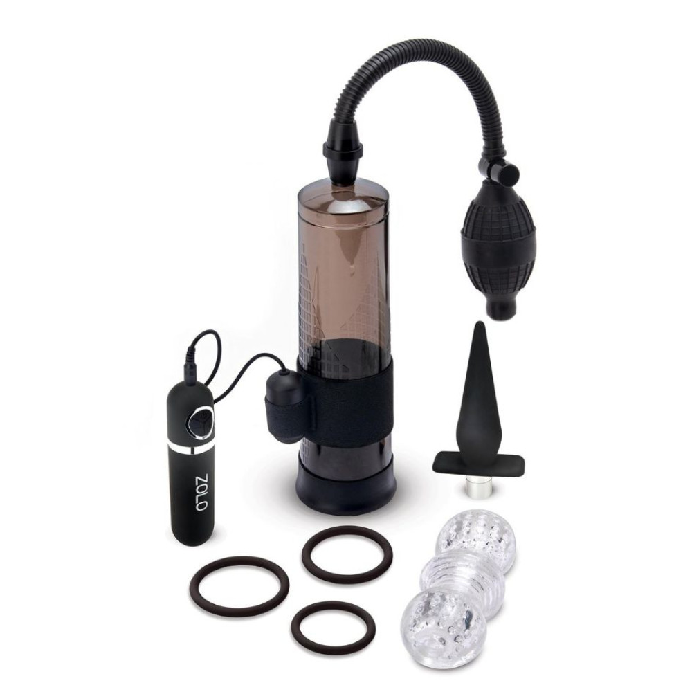Набор с помпой для пениса Zolo Ultimate Performance Set из 6 предметов, черный фото №2 — секс игрушки: Украина, NO TABOO