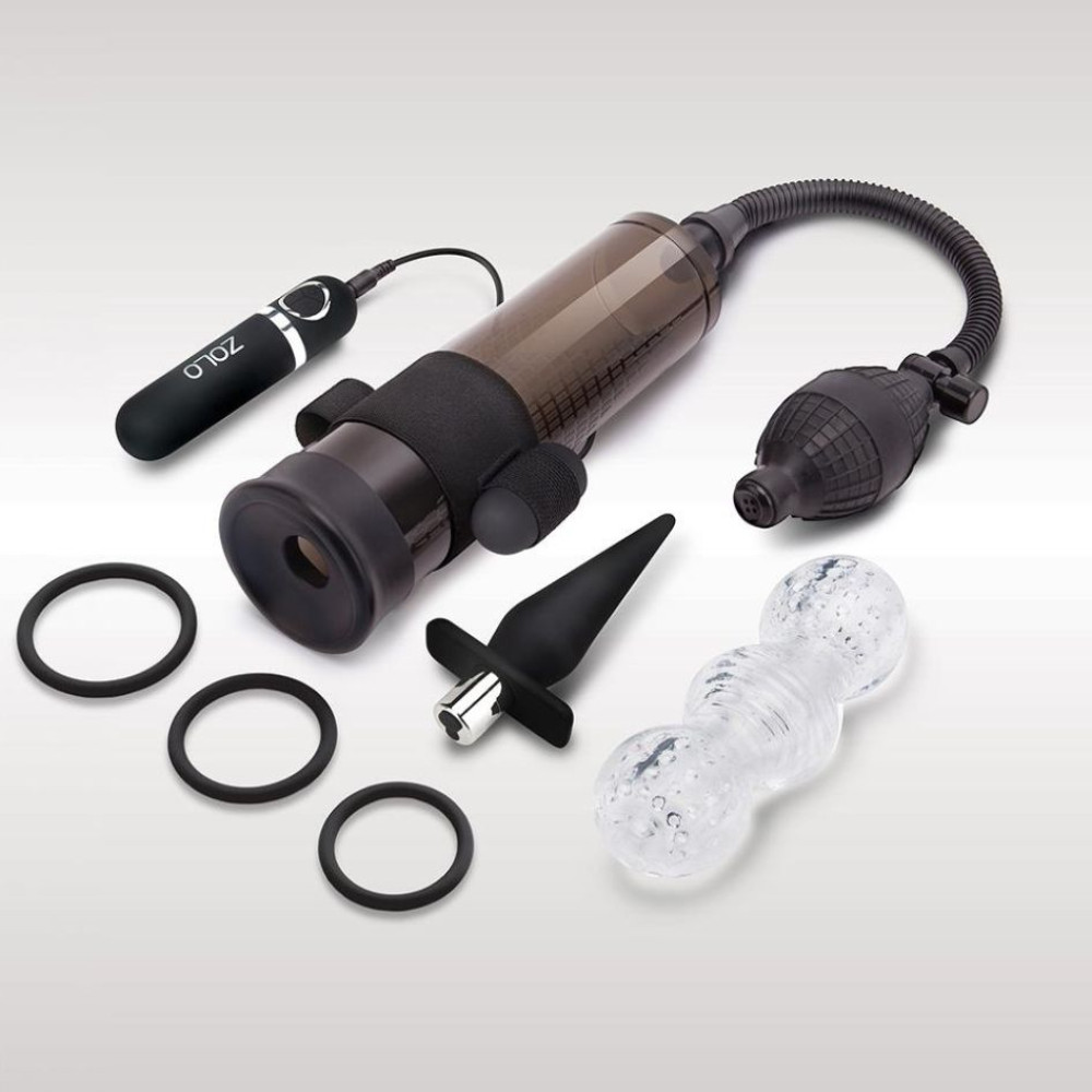Набор с помпой для пениса Zolo Ultimate Performance Set из 6 предметов, черный фото №3 — секс игрушки: Украина, NO TABOO
