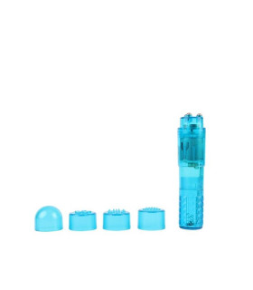 Мини-вибратор со сменными насадками Chisa Ultimate Massager, голубой, 10 см х 2.5 см - No Taboo