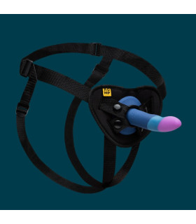 Набор для пеггинга страпон и ремни ROMP Piccolo Pegging Kit для точки G и P, синий, 14 см х 2.9 см - No Taboo