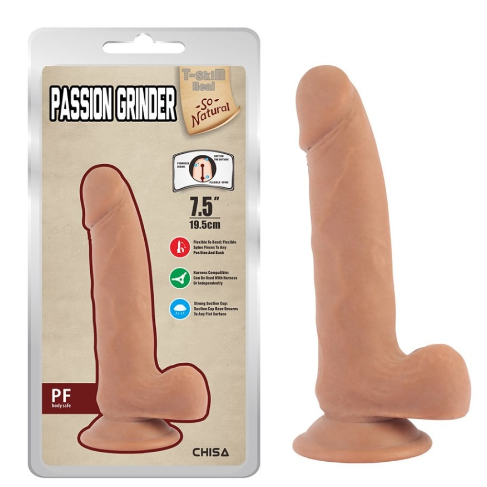 Фаллоимитатор с присоской реалистичный Chisa Passion Grinder, бежевый, 19.5 х 4 см фото №0 — секс игрушки: Украина, NO TABOO
