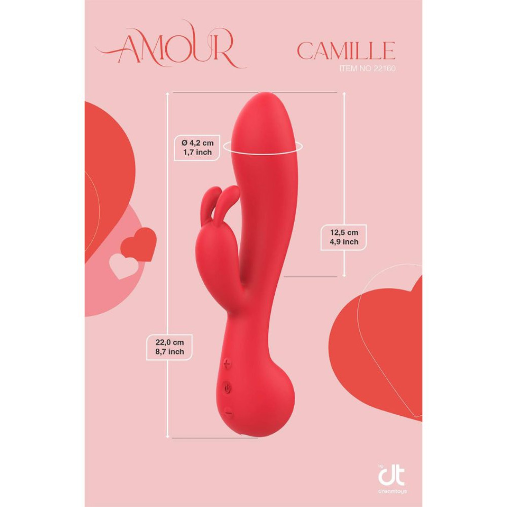 Вибратор кролик Dream Toys Amour Camille красный, 22 х 4.1 см фото №7 — секс игрушки: Украина, NO TABOO