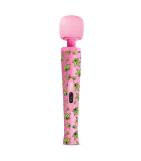 Вибратор микрофон Stoner Vibes Wacky Weed Wand Massager Pink Kush розовый с принтом, 20.3 х 5.8 см - No Taboo
