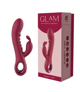 Вибратор кролик рельефный Dream Toys Glam Rabbit Vibe красный, 22.5 х 4 см - No Taboo