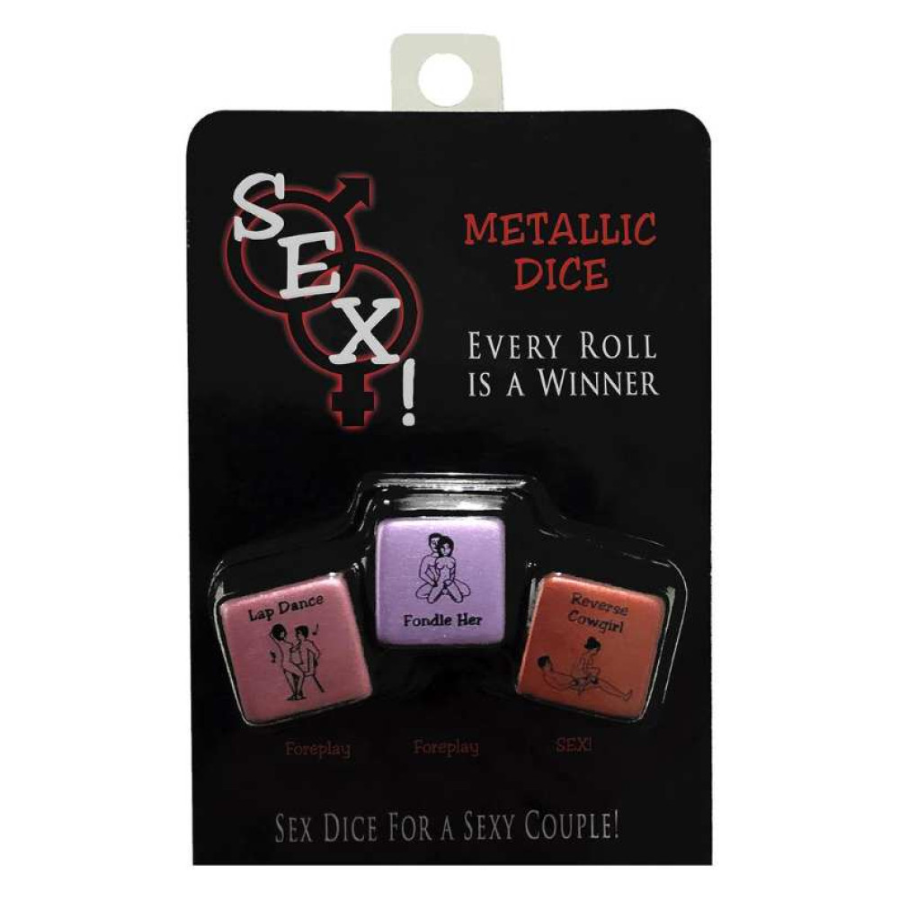 Игральние кубики металлические Kheper Games SEX! METALLIC DICE разноцветные, 3 шт, фото №0 — секс шоп Украина, NO TABOO