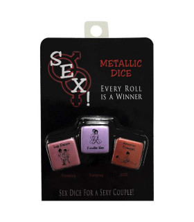 Игральние кубики металлические Kheper Games SEX! METALLIC DICE разноцветные, 3 шт - No Taboo