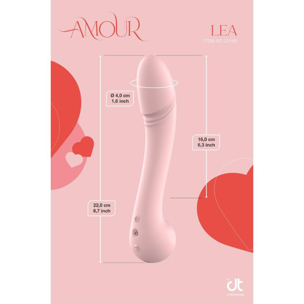 Вибратор классический для стимуляции точки G Dream Toys Amour Lea, розовый, 22.1 х 4 см фото №7 — секс игрушки: Украина, NO TABOO