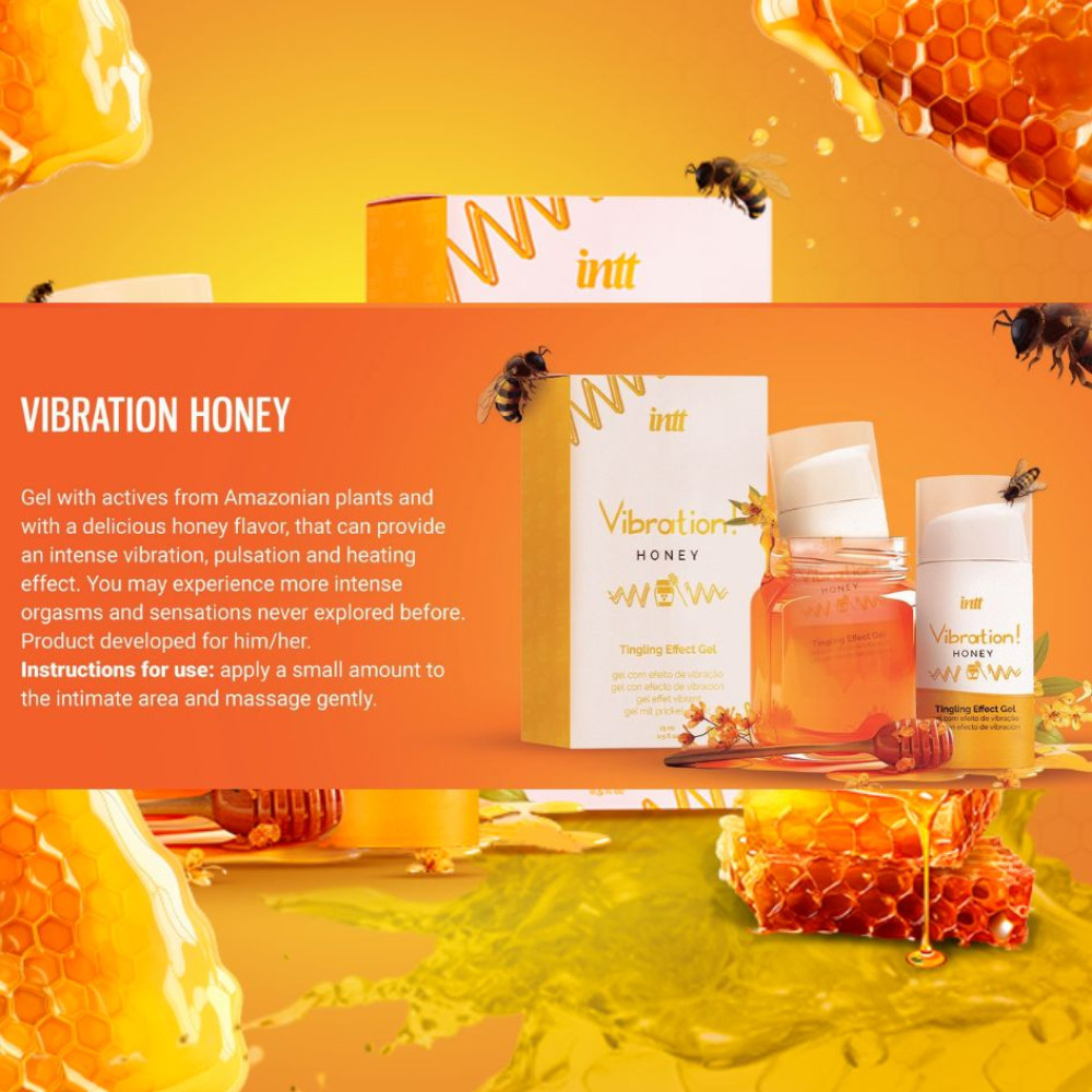 Жидкий вибратор New Intt Vibration Honey со вкусом меда, 15 мл, фото №4 — секс шоп Украина, NO TABOO