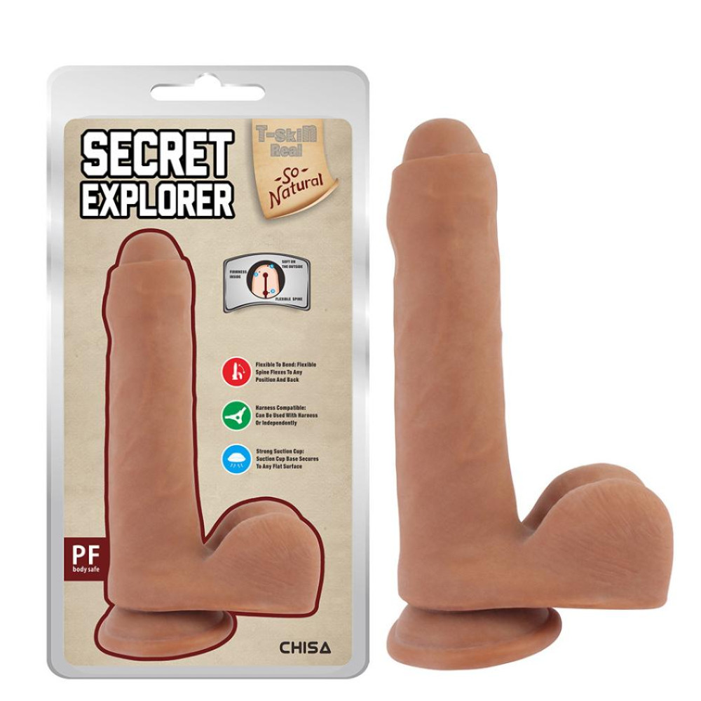 Фаллоимитатор с мошонкой на присоске Secret Explorer Latin необрезаный, бежевый, 20 см х 4.2 см фото №0 — секс игрушки: Украина, NO TABOO