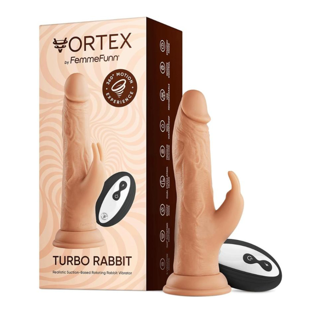 Вибратор-кролик на присоске FemmeFunn Vortex Wireless Turbo Rabbit с пультом управления, беж, 21 см х 4 см фото №0 — секс игрушки: Украина, NO TABOO