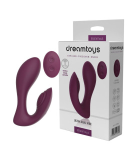 Вібратор подвійною стимуляцією з пультом управління Dream Toys Essentials Ultra Dual Vibe фіолетовий, 13 х 3.7 см - No Taboo