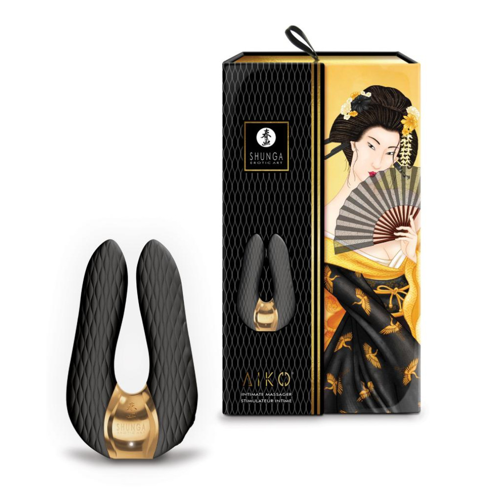 Клиторальный вибратор Shunga Aiko черного цвета, 10.5 см х 6.5 см фото №0 — секс игрушки: Украина, NO TABOO