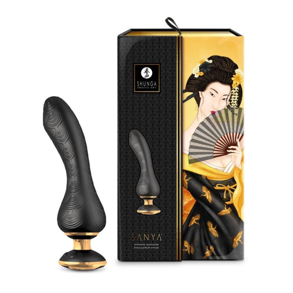 Вибратор Shunga Sanya с ручкой на подсветке, черный, 18.5 см х 3.8 см фото №0 — секс игрушки: Украина, NO TABOO