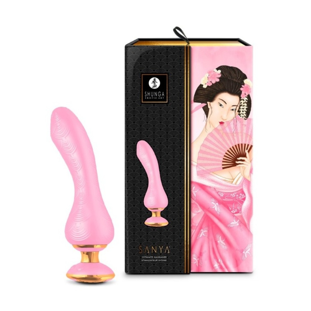 Вибратор Shunga Sanya с ручкой на подсветке, нежно розовый, 18.5 см х 3.8 см фото №0 — секс игрушки: Украина, NO TABOO