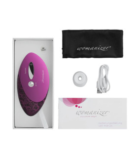 Клиторальный стимулятор Womanizer Pro W500 Magenta с принтом кружева, фиолетовый - No Taboo