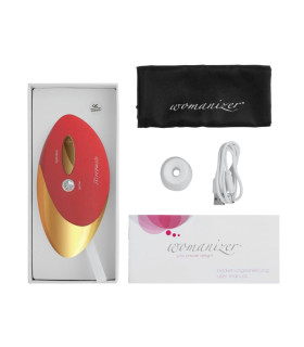 Клиторальный стимулятор Womanizer Pro W500 Red с золотой деталью, красный - No Taboo