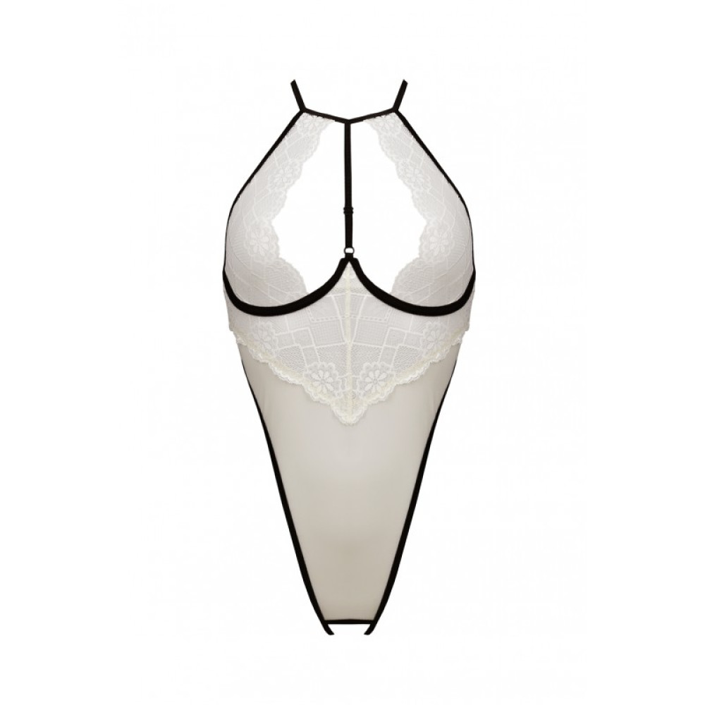 Боди с открытой спиной Chika Body Passion и интимным вырезом, белого цвета, S/M, фото №3 — секс шоп Украина, NO TABOO
