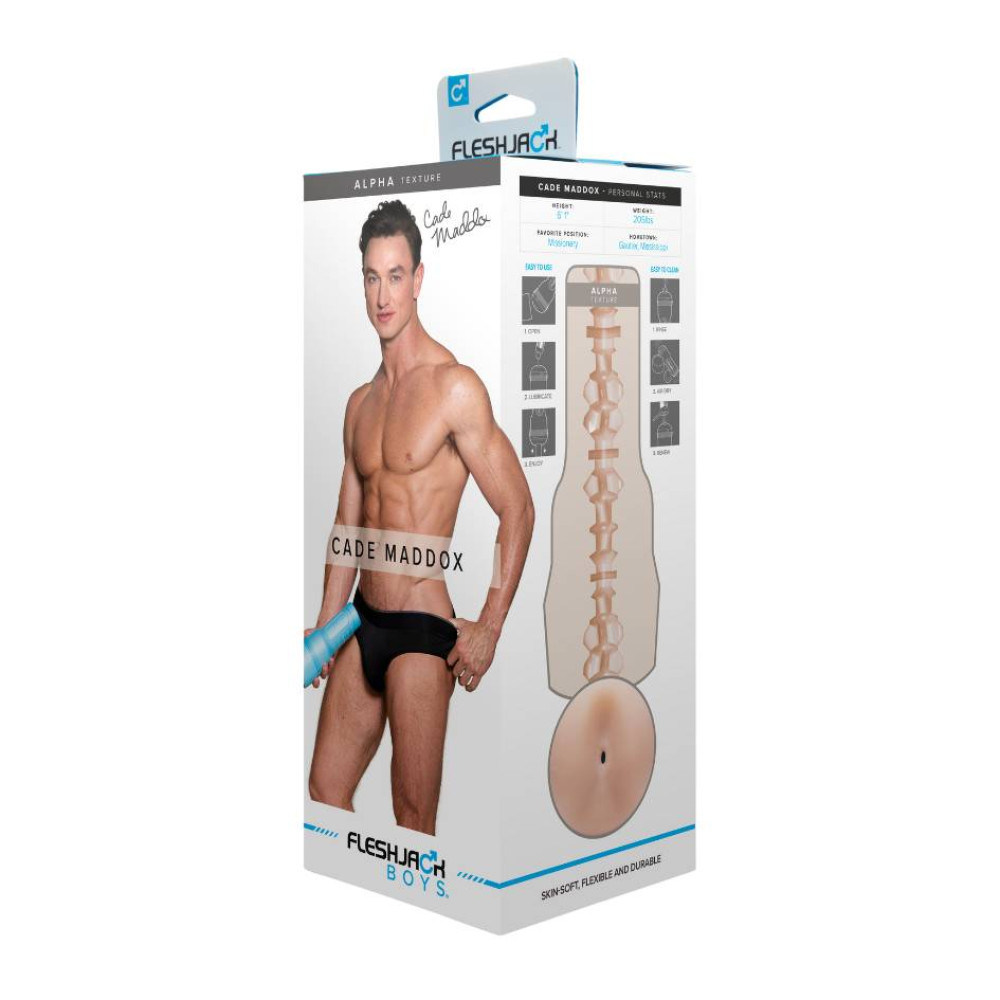Маструбатор анус из киберкожи в колбе FleshLight Fleshjack Boys Cade Maddox, бежевый, 24.8 см фото №2 — секс игрушки: Украина, NO TABOO