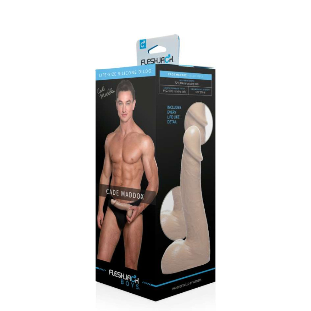 Фалоімітатор реалістичний силіконовий Fleshlight Fleshjack Boys Cade Maddox, бежевий, 22.8 см х 5.5 см фото №2 — секс іграшки: Україна, NO TABOO