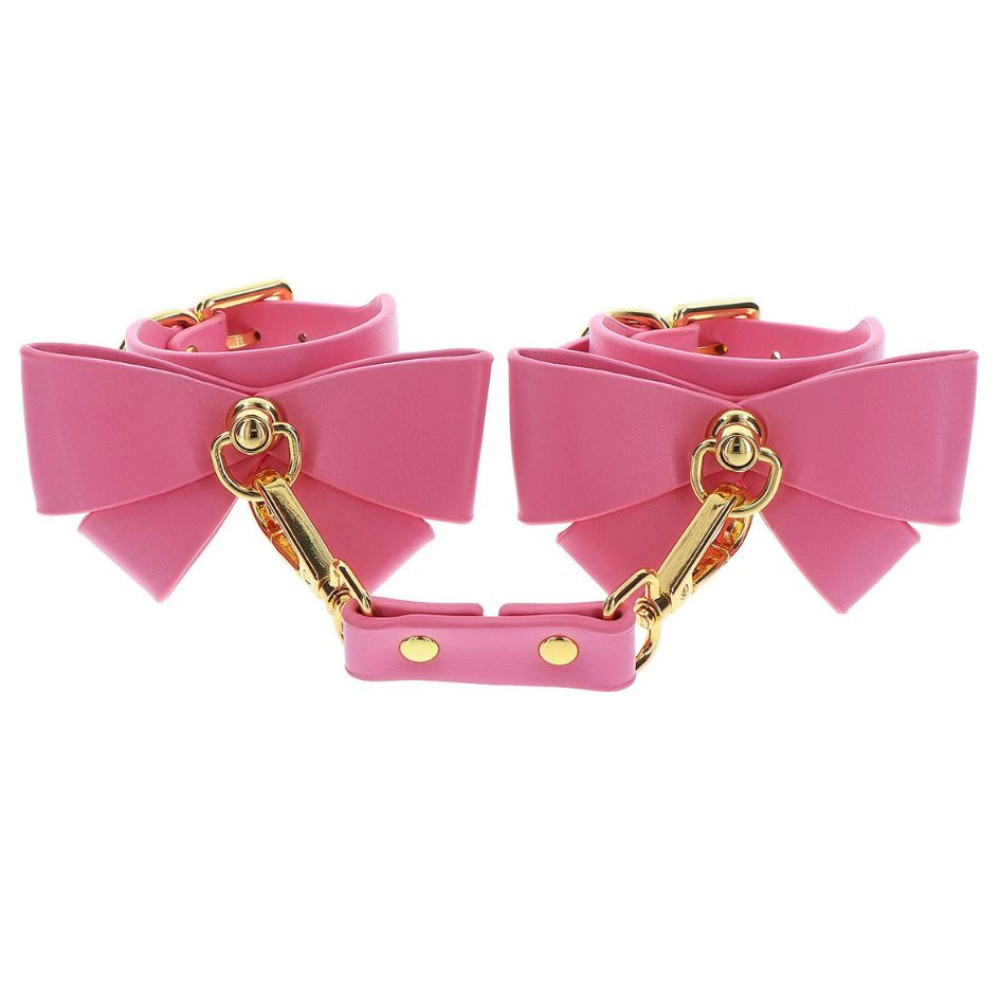 Наручники с бантиками Taboom Malibu Wrist Cuffs из веганской кожи, розовые , фото №2 — секс шоп Украина, NO TABOO