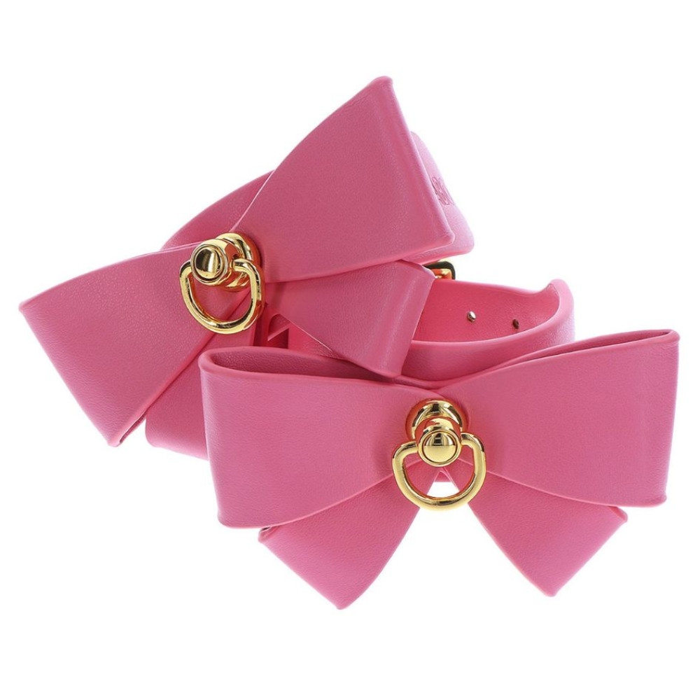 Наручники с бантиками Taboom Malibu Wrist Cuffs из веганской кожи, розовые , фото №4 — секс шоп Украина, NO TABOO