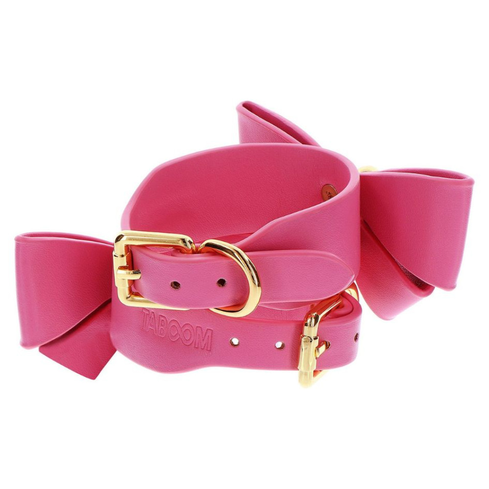 Наручники с бантиками Taboom Malibu Wrist Cuffs из веганской кожи, розовые , фото №5 — секс шоп Украина, NO TABOO