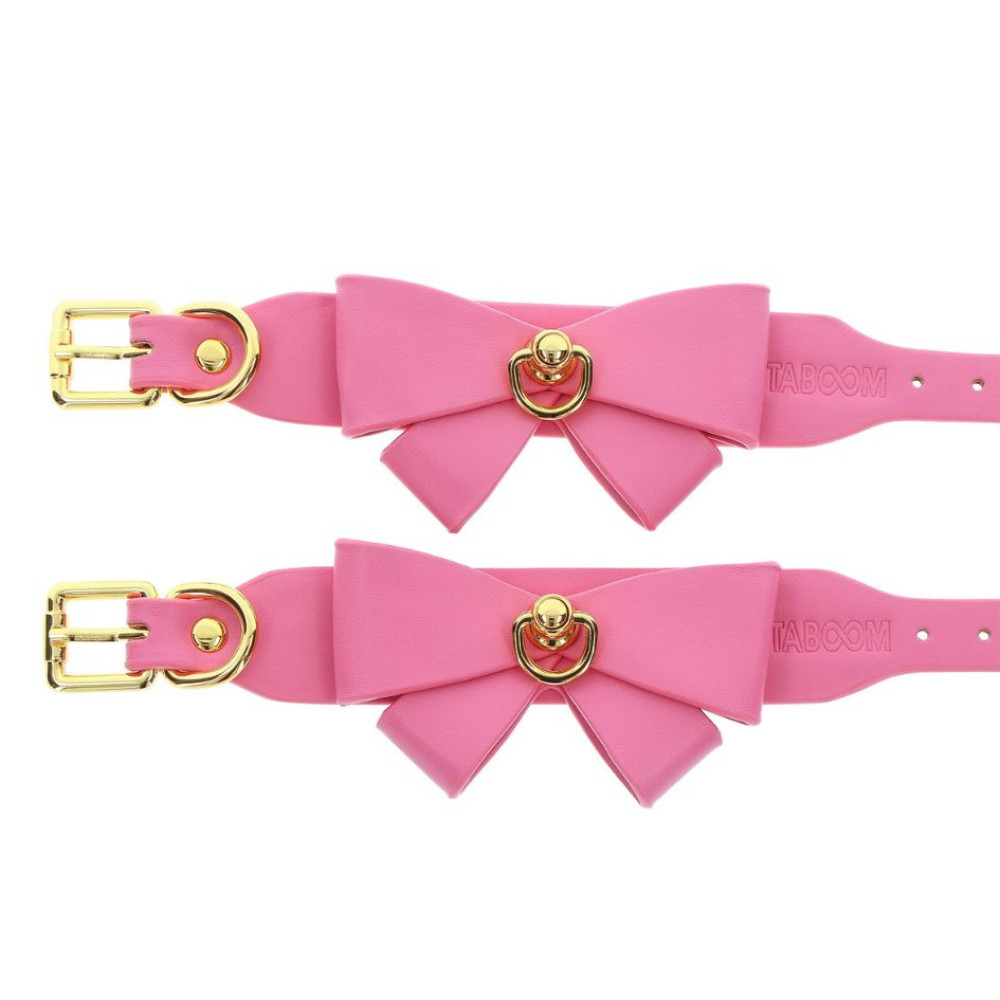 Наручники с бантиками Taboom Malibu Wrist Cuffs из веганской кожи, розовые , фото №6 — секс шоп Украина, NO TABOO