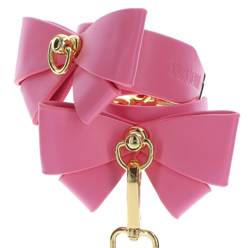 Наручники с бантиками Taboom Malibu Wrist Cuffs из веганской кожи, розовые , фото №7 — секс шоп Украина, NO TABOO