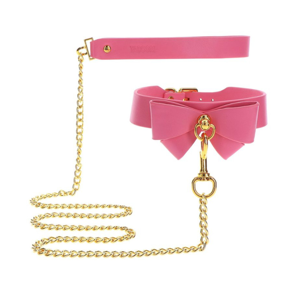  Ошейник с поводком Taboom Malibu Collar and Leash из веганской кожи, розовый, фото №2 — секс шоп Украина, NO TABOO