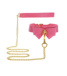 Нашийник із повідцем Taboom Malibu Collar and Leash із веганської шкіри, рожевий - No Taboo